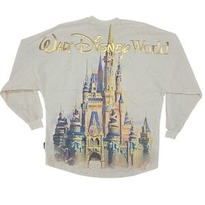 Walt Disney World 5oth Cinderella Castle Spirit Jersey SMALL Sparkly Gold Shirt